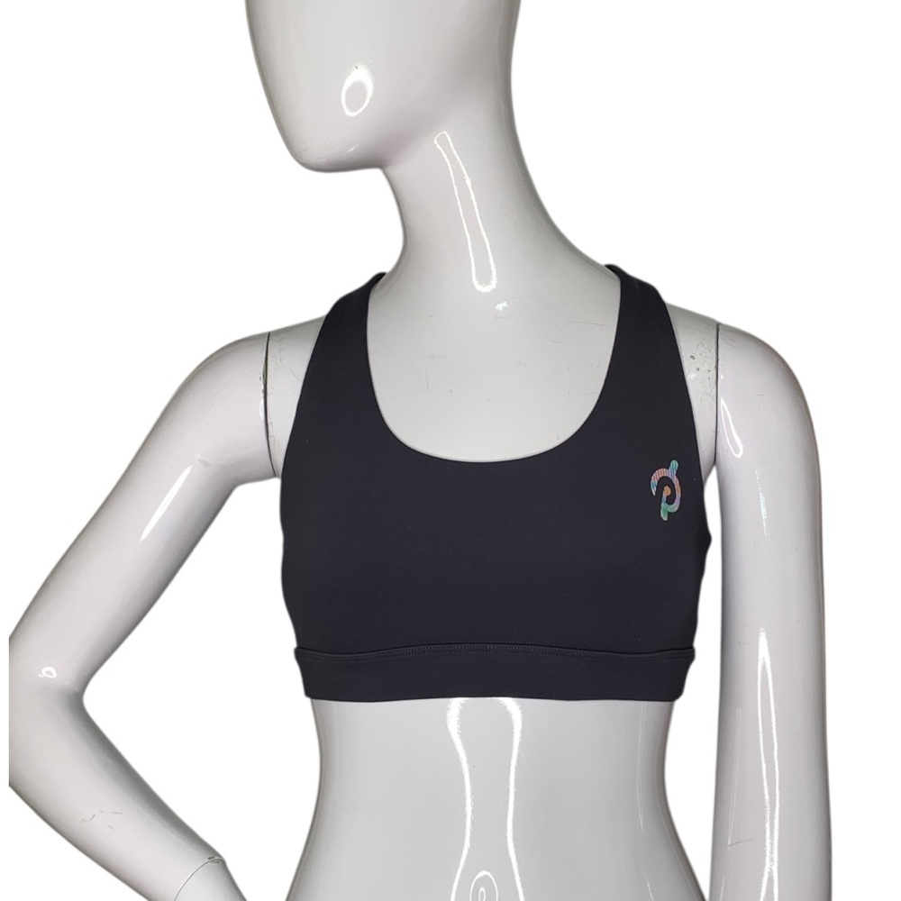 Peloton Advance Sophia Sport Bra Racer Back Slash Cutouts Charcoal Size S